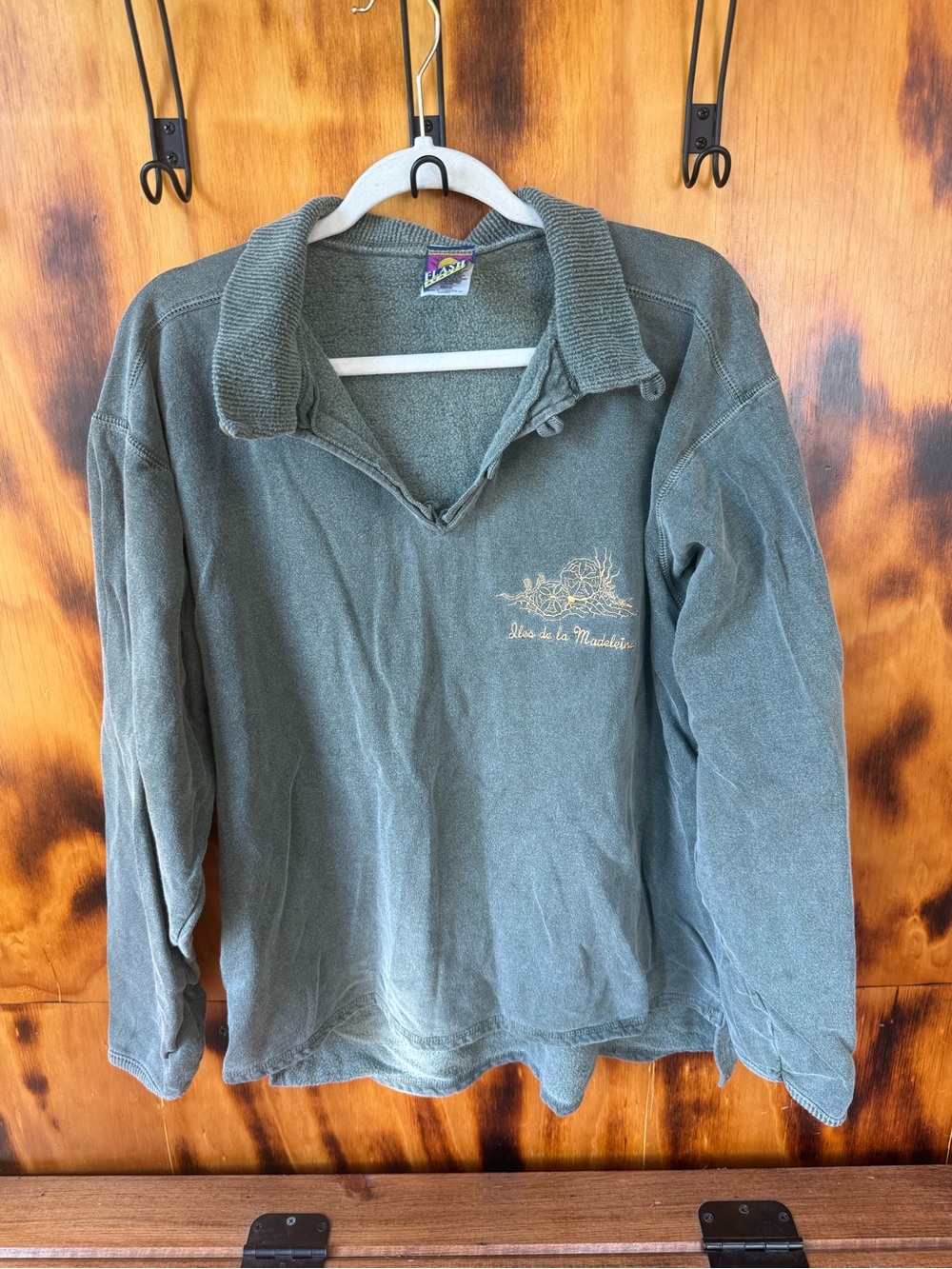 Vintage Avanti Olive Green Collared Pullover Sweatshirt